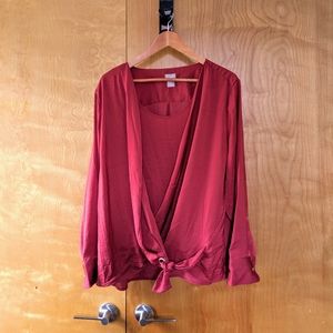 Chicos red wrap long sleeve shirt